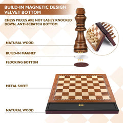 38*38*3cm Magnetic Large Wooden Timber Oak Chess Set 35*35*3cm Magnetic Large Wooden Timber Oak Chess Set - auloves
