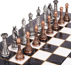 38cm Retro Metal Chess Set Marbling Chess Board & Metal Pieces 38cm Retro Metal Chess Set Marbling Chess Board & Metal Pieces - auloves