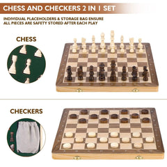 40*40cm Magnetic Chess & Checkers Set Pine Wooden Timber Folding Board 40*40cm Magnetic Chess & Checkers Set Pine Wooden Timber Folding Board - auloves