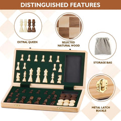 40*40cm Magnetic Chess & Checkers Set Pine Wooden Timber Folding Board 40*40cm Magnetic Chess & Checkers Set Pine Wooden Timber Folding Board - auloves