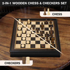 Ebony 32.5*32.5*5cm Magnetic Chess Set Wooden Timber Drawer Design Ebony 32.5*32.5*5cm Magnetic Chess Set Wooden Timber Drawer Design