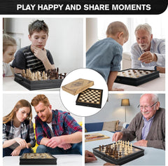 Ebony 32.5*32.5*5cm Magnetic Chess Set Wooden Timber Drawer Design Ebony 32.5*32.5*5cm Magnetic Chess Set Wooden Timber Drawer Design