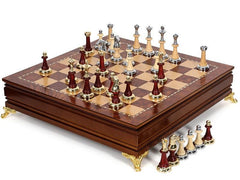 Deluxe Birch 38cm Chess Set Table Wooden Timber with Wooden & Metal Pieces Deluxe Birch 38cm Chess Set Table Wooden Timber with Wooden & Metal Pieces - auloves