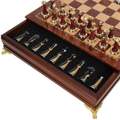 Deluxe Birch 38cm Chess Set Table Wooden Timber with Wooden & Metal Pieces Deluxe Birch 38cm Chess Set Table Wooden Timber with Wooden & Metal Pieces - auloves