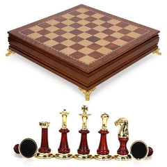 Deluxe Birch 38cm Chess Set Table Wooden Timber with Wooden & Metal Pieces Deluxe Birch 38cm Chess Set Table Wooden Timber with Wooden & Metal Pieces - auloves