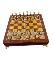 Deluxe Birch 38cm Chess Set Table Wooden Timber with Wooden & Metal Pieces Deluxe Birch 38cm Chess Set Table Wooden Timber with Wooden & Metal Pieces - auloves
