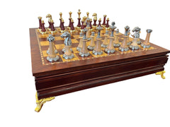Deluxe Birch 38cm Chess Set Table Wooden Timber with Wooden & Metal Pieces Deluxe Birch 38cm Chess Set Table Wooden Timber with Wooden & Metal Pieces - auloves