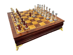 Deluxe Birch 38cm Chess Set Table Wooden Timber with Wooden & Metal Pieces Deluxe Birch 38cm Chess Set Table Wooden Timber with Wooden & Metal Pieces - auloves