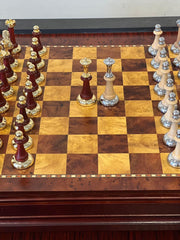 Deluxe Birch 38cm Chess Set Table Wooden Timber with Wooden & Metal Pieces Deluxe Birch 38cm Chess Set Table Wooden Timber with Wooden & Metal Pieces - auloves