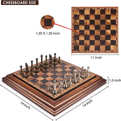 Metal Chess Set with Wooden Detachable 36*36*4.8cm Board Metal Chess Set with Wooden Detachable 36*36*4.8cm Board - auloves