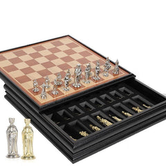 Roman Metal Chess Set with Sapele Detachable 38*38*8cm Board Roman Metal Chess Set with Sapele Detachable 38*38*8cm Board - auloves