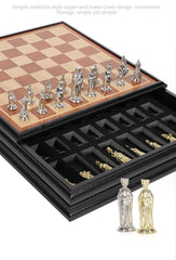 Roman Metal Chess Set with Sapele Detachable 38*38*8cm Board Roman Metal Chess Set with Sapele Detachable 38*38*8cm Board - auloves