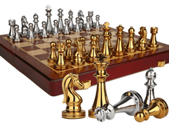 30*30*2.7cm Upscale Metal Chess Set Folding Chessboard Zinc Alloy Pieces Gold&Sliver 30*30*2.7cm Upscale Metal Chess Set Folding Chessboard Zinc Alloy Pieces Gold&Sliver - auloves