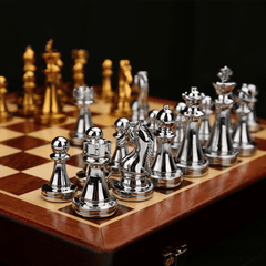 30*30*2.7cm Upscale Metal Chess Set Folding Chessboard Zinc Alloy Pieces Gold&Sliver 30*30*2.7cm Upscale Metal Chess Set Folding Chessboard Zinc Alloy Pieces Gold&Sliver - auloves