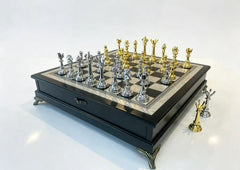 Luxury 40*40*8cm Metal Chess Set with  Drawer Design