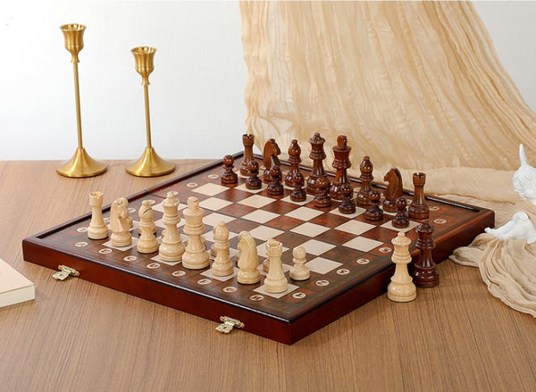 Premium 39*39*2.7cm Chess Set Wooden Timber Folding Oak Board Rosewood