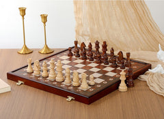 Premium 39*39*2.7cm Chess Set Wooden Timber Folding Oak Board Rosewood