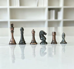 32cm Pure Metal Chess Piece & Drawer Design Timber  Wooden Board