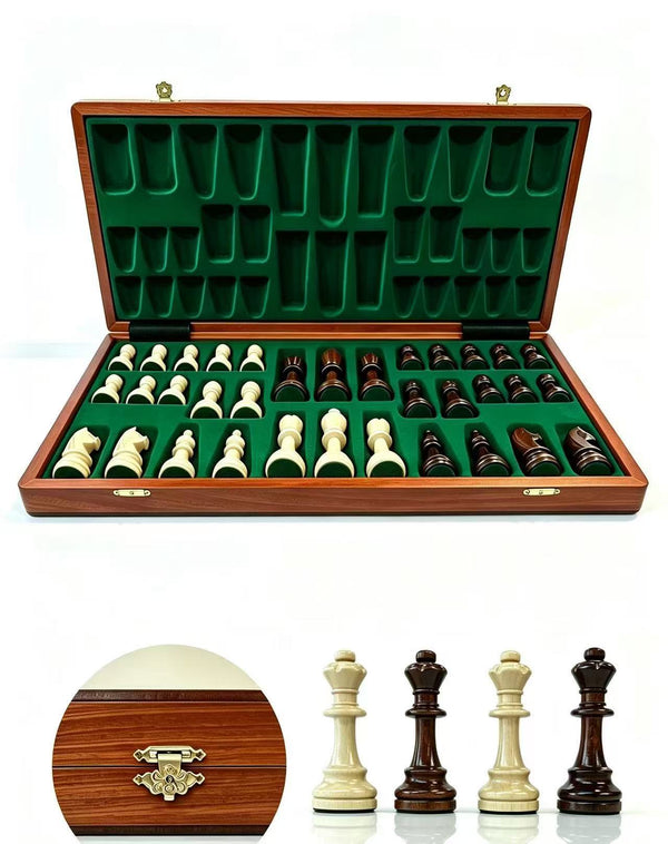 Deluxe 52cm Large Chess Set Sapele Wooden Timber Oak Folding Chessboard