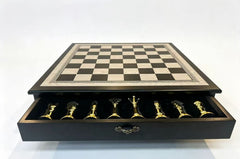 Luxury 40*40*8cm Metal Chess Set with  Drawer Design