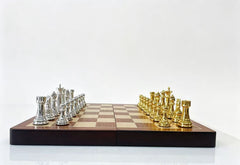 52*52*3.9cm Upscale Metal Chess Set Folding Chessboard Zinc Alloy Pieces Gold&Sliver