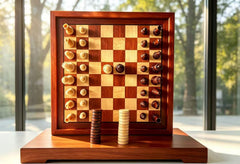 Deluxe Sapele 40*40cm Magnetic Chess Set Wooden Timber Drawer Design
