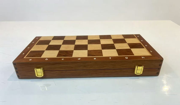 39*39*3.5cm Upscale Metal Chess Set Large Folding Board Zinc Alloy Tinted&Purple Bronze