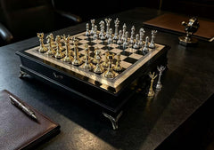 Luxury 40*40*8cm Metal Chess Set with  Drawer Design