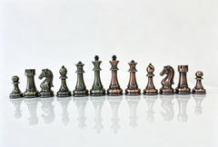 52*52*3.9cm Upscale Metal Chess Set Super Large Folding Board Zinc Alloy Tinted&Purple Bronze