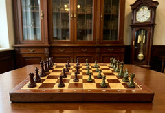 39*39*3.5cm Upscale Metal Chess Set Large Folding Board Zinc Alloy Tinted&Purple Bronze