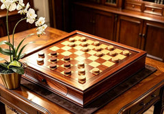 Deluxe Sapele 40*40cm Magnetic Chess Set Wooden Timber Drawer Design