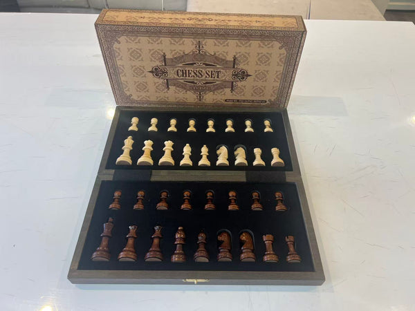 30*30*2.5cm Magnetic Chess Set Wooden Timber Oak Folding Chessboard AU STOCK
