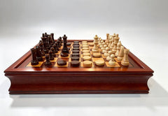 Deluxe Sapele 40*40cm Magnetic Chess Set Wooden Timber Drawer Design