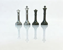35.5cm Chess Set Wooden Timber Board Drawer Design Metal Pieces