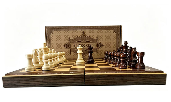 30*30*2.5cm Magnetic Chess Set Wooden Timber Oak Folding Chessboard AU STOCK