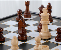 Premium 39*39*2.7cm Chess Set Wooden Timber Folding Black/White Board Rosewood