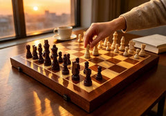 Premium 39cm Magnetic Large Chess Set Wooden Timber Oak Folding Board Sapele