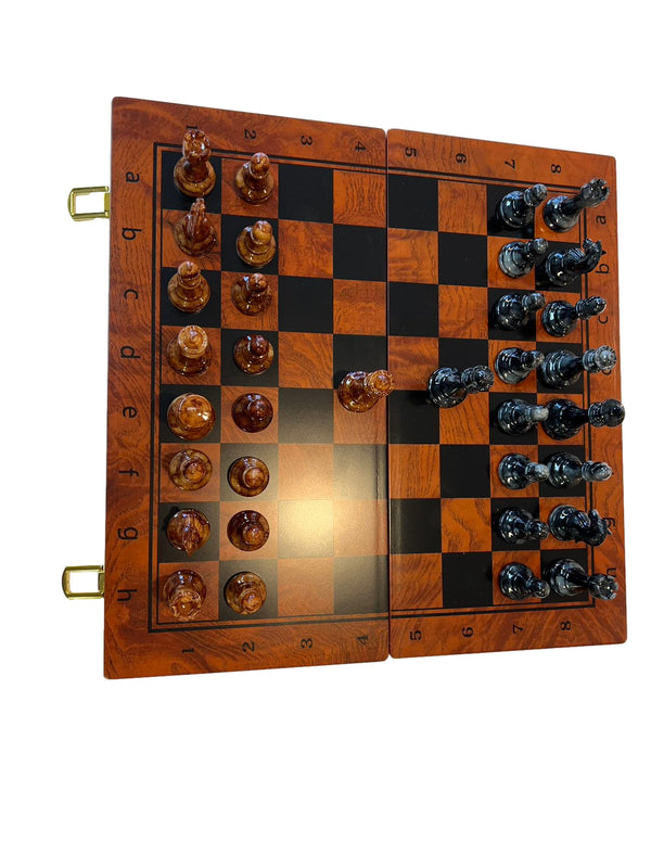 40cm Piano Finish Chess Set Foldable Board Magnetic Gift