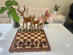 39*39*3.5cm Upscale Metal Chess Set Large Folding Board Zinc Alloy Tinted&Purple Bronze