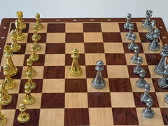 39*39*3.5cm Upscale Metal Chess Set Folding Chessboard Zinc Alloy Pieces Gold&Sliver