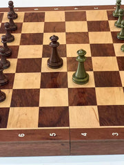 39*39*3.5cm Upscale Metal Chess Set Large Folding Board Zinc Alloy Tinted&Purple Bronze