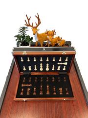 Premium 39cm Magnetic Large Chess Set Wooden Timber Oak Folding Board Sapele