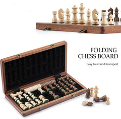 Deluxe 40*40cm Chess & Checker Set Beech Wooden Timber Folding Board - auloves