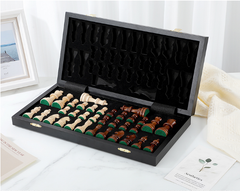 Premium 39*39*2.7cm Chess Set Wooden Timber Folding Black/White Board Rosewood
