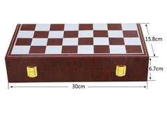 30*30*3.3cm Magnetic Metal Chess Set Folding Leather Board - auloves
