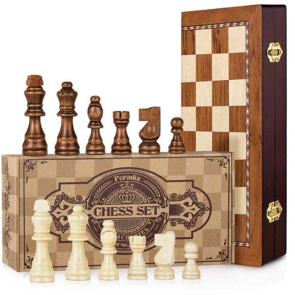 35*35*3cm Magnetic Large Wooden Timber Oak Chess Set - auloves