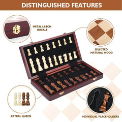 35*35*3cm Magnetic Large Wooden Timber Oak Chess Set - auloves