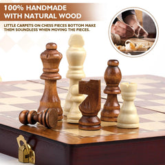 35*35*3cm Magnetic Large Wooden Timber Oak Chess Set - auloves