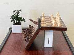 38cm Magnetic Large Chess Set Wooden Timber Oak Folding Chessboard - auloves