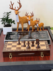 38cm Magnetic Large Chess Set Wooden Timber Oak Folding Chessboard - auloves